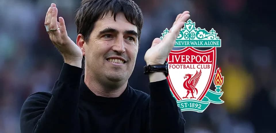 Men's football coach applauding with Liverpool logo