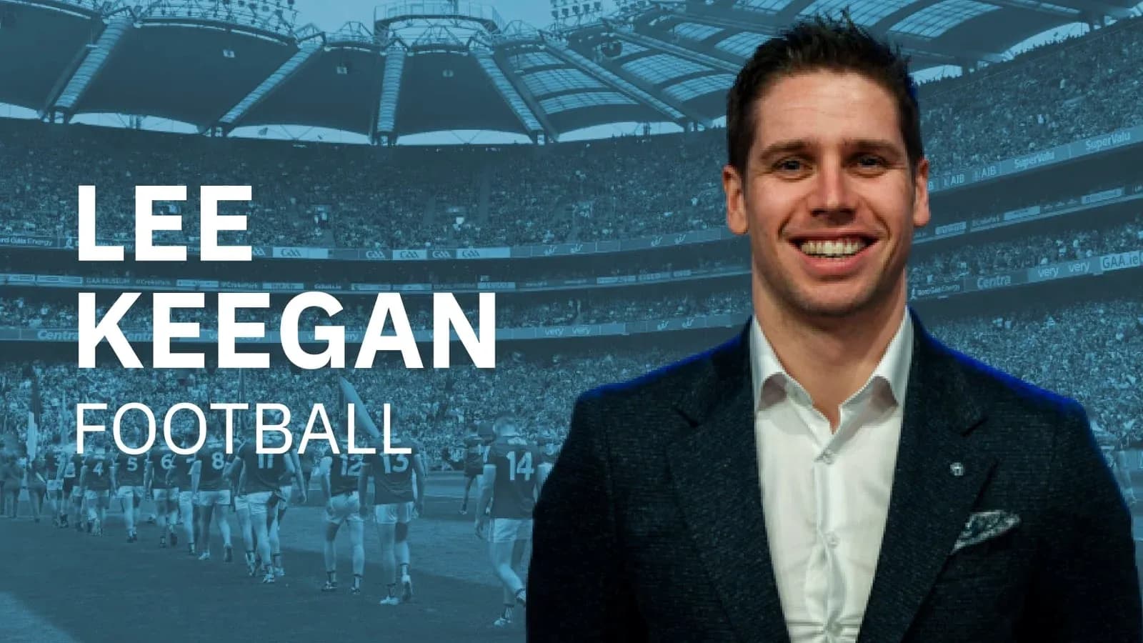 Lee Keegan in front of a football stadium