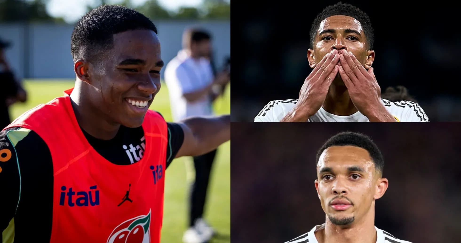 Three football players in different moments during matches