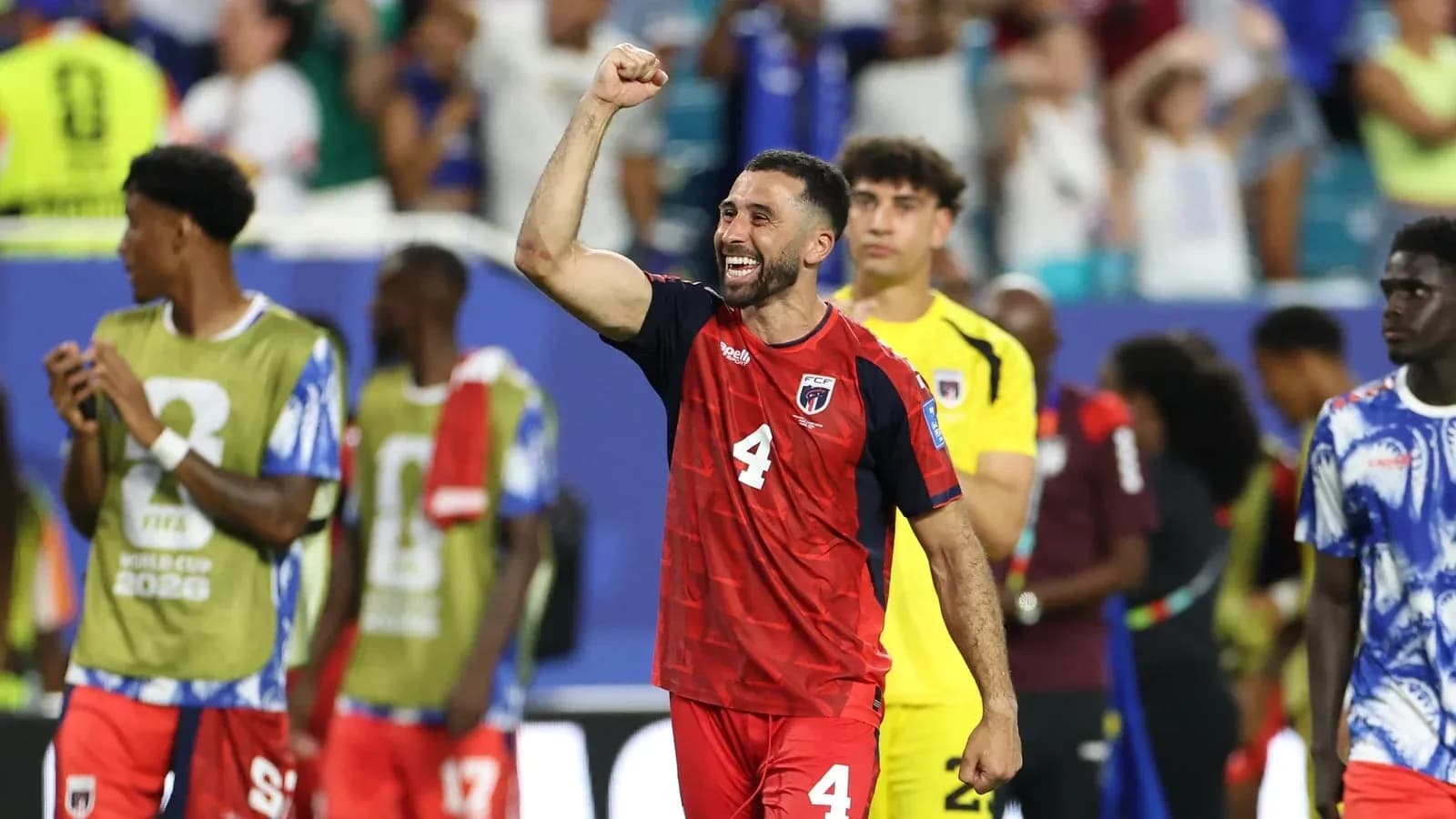 Player celebrating victory after match conclusion