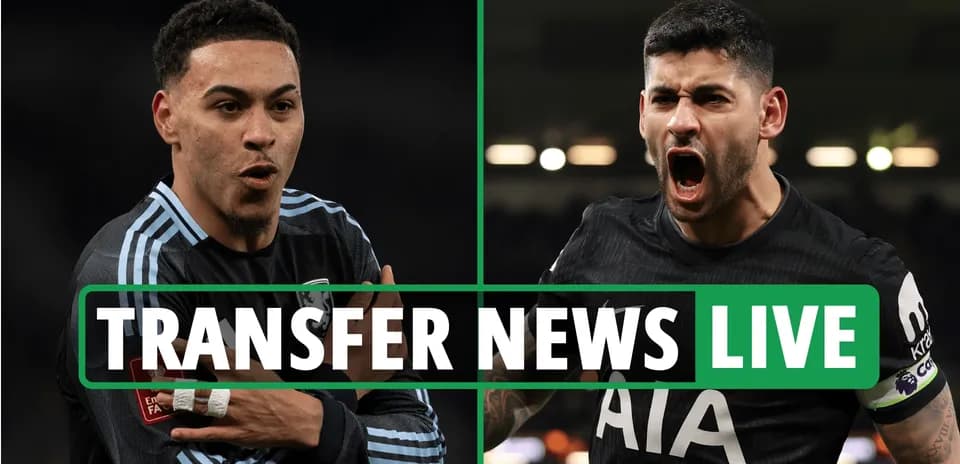 Two football players with 'Transfer News Live' overlay