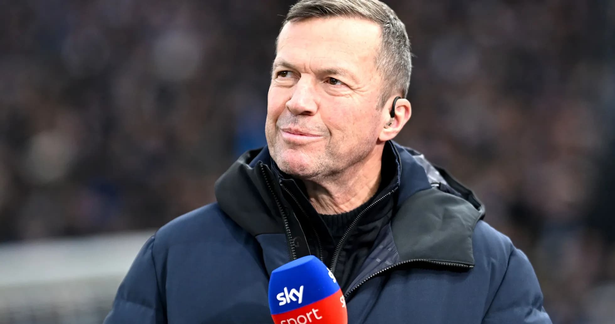 Sport commentator speaking during live broadcast