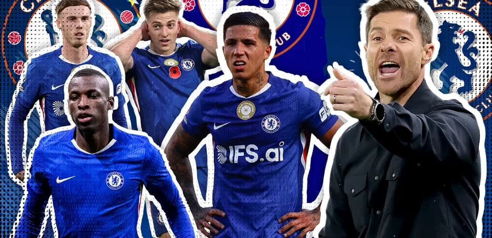 Chelsea players and manager during a match montage