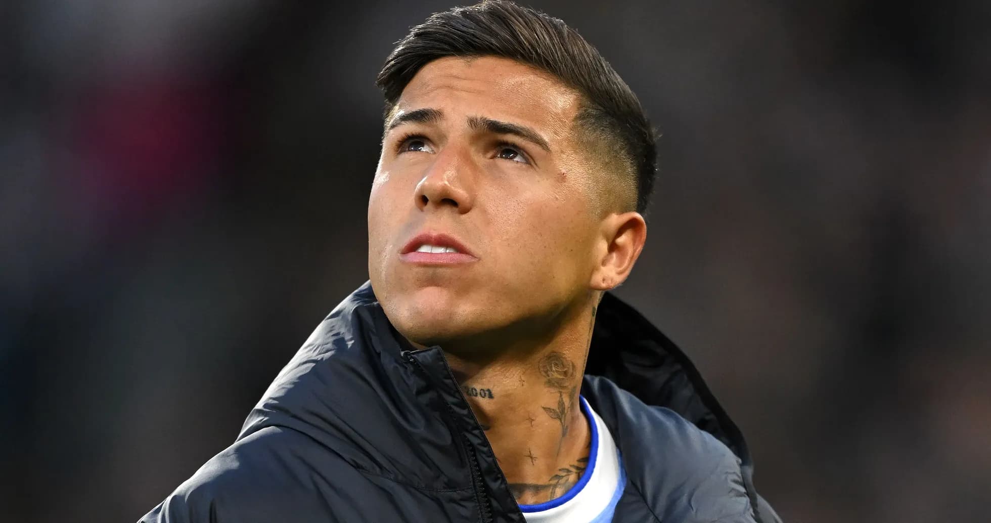 Football player looking up during a match