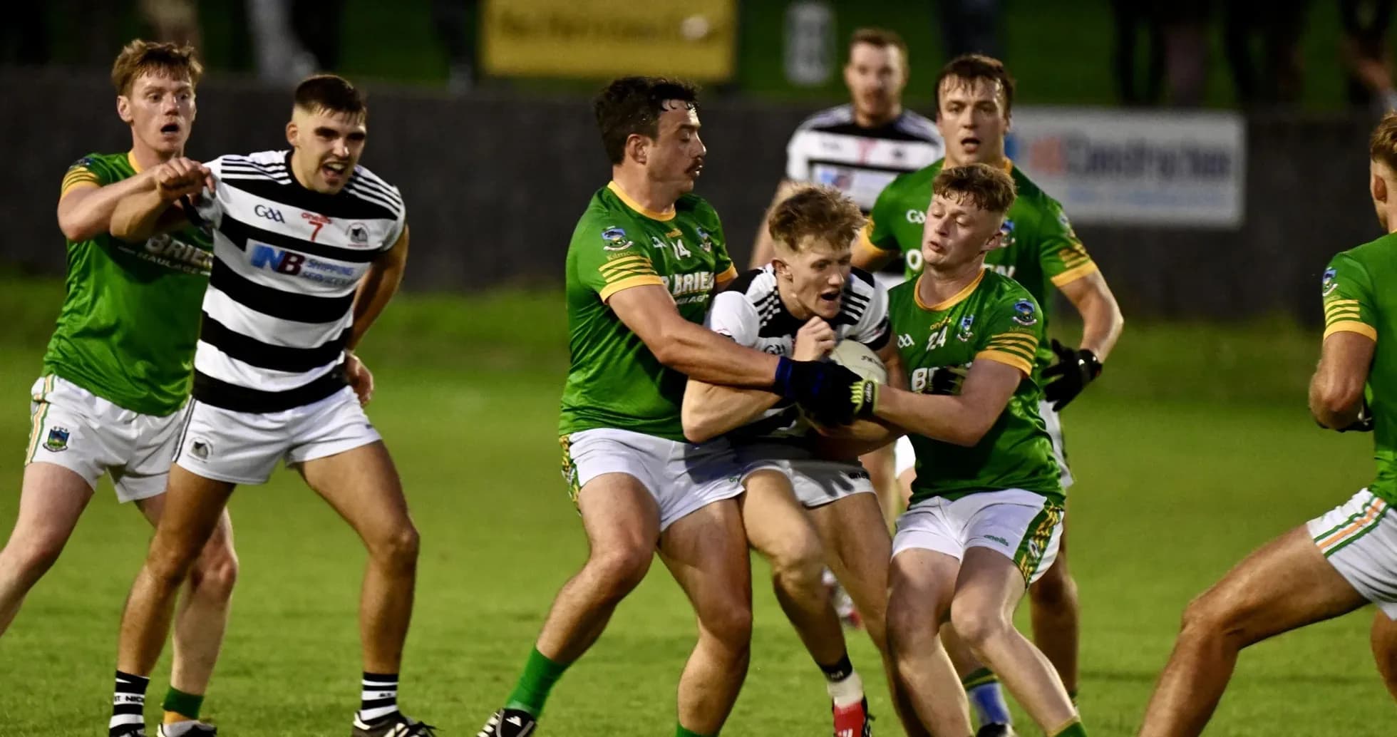 Players competing for the ball in a match