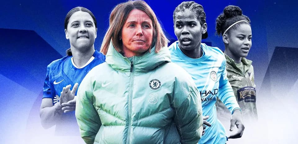 Women's football players and coach in team jerseys