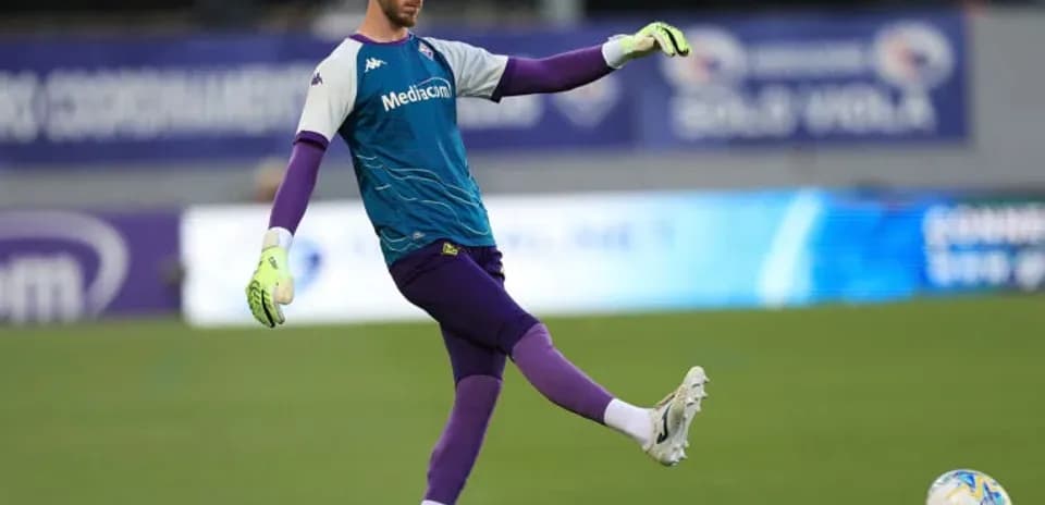 Goalkeeper training by kicking a soccer ball