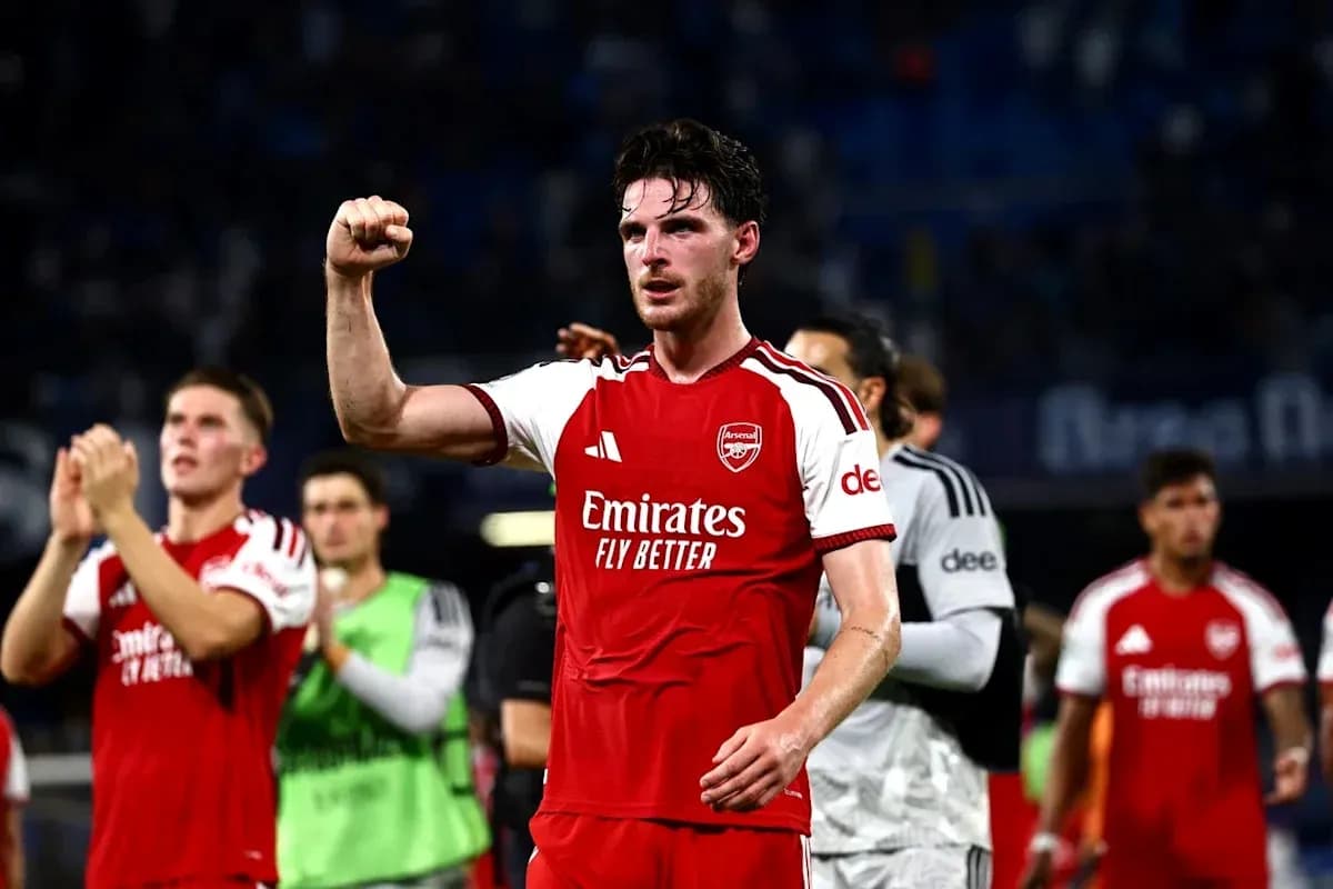Arsenal player celebrating after match victory