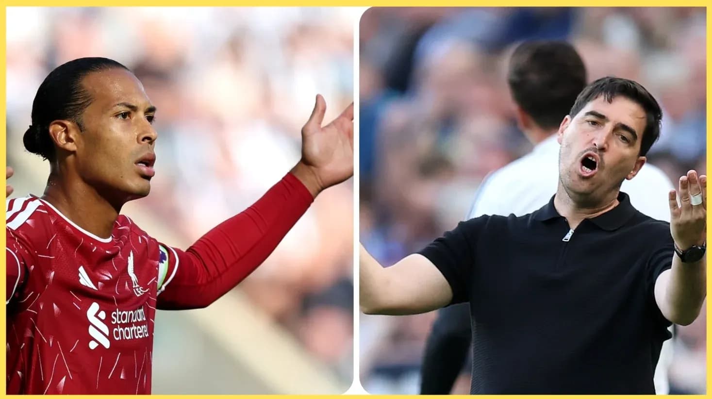 Football player and coach reacting during match