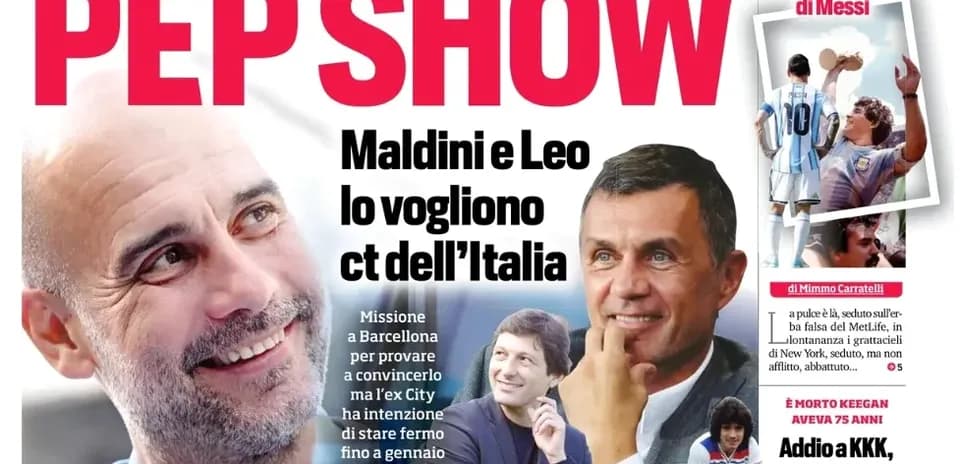 Pep Guardiola featured on magazine cover with article headlines