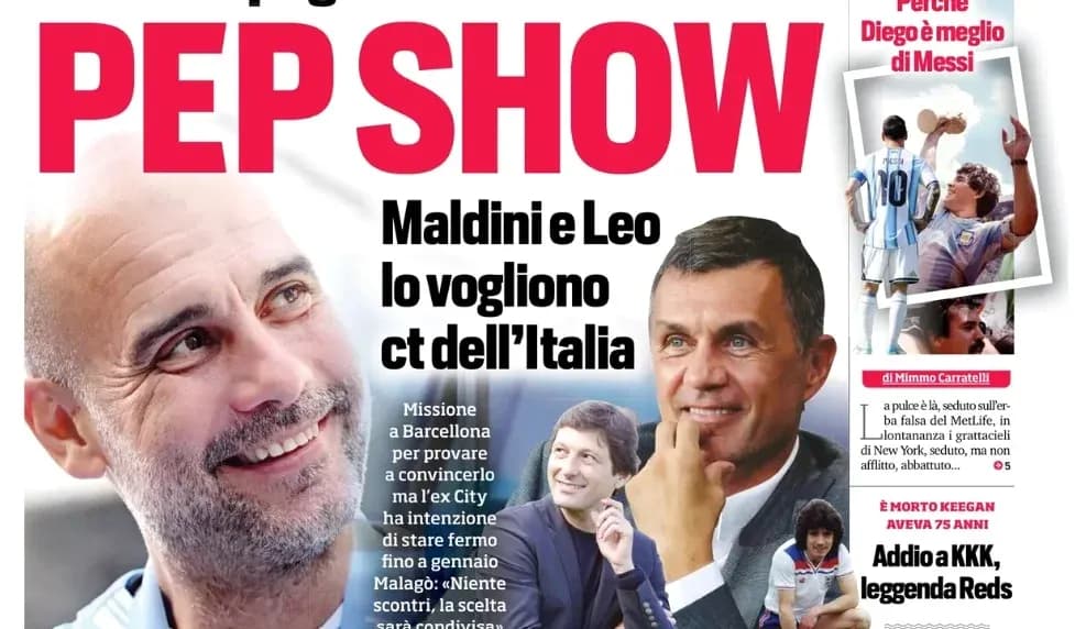 Pep Guardiola featured on magazine cover with article headlines