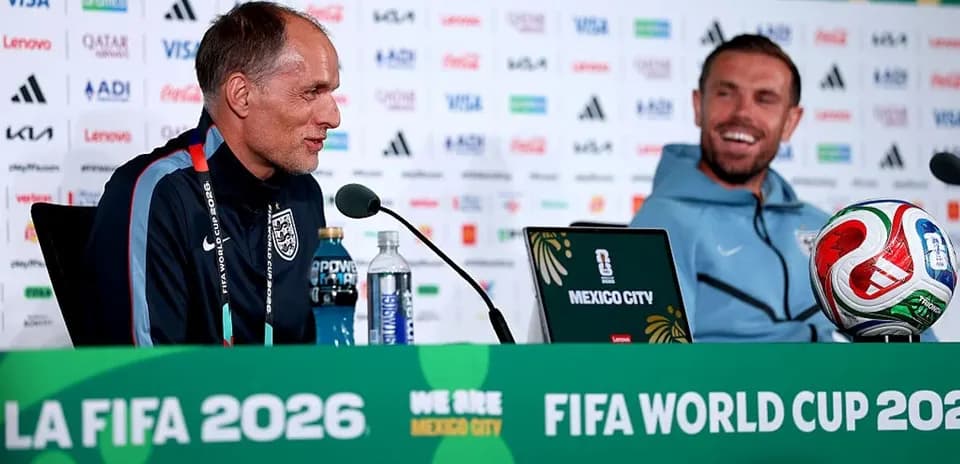 Manager and player at FIFA World Cup press conference