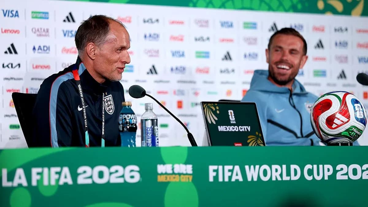 Manager and player at FIFA World Cup press conference