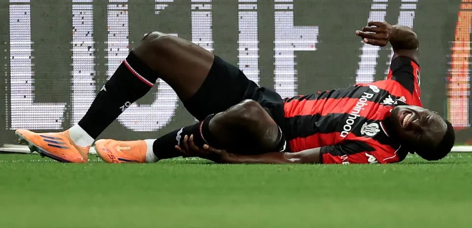 Player lying on ground after sustaining injury