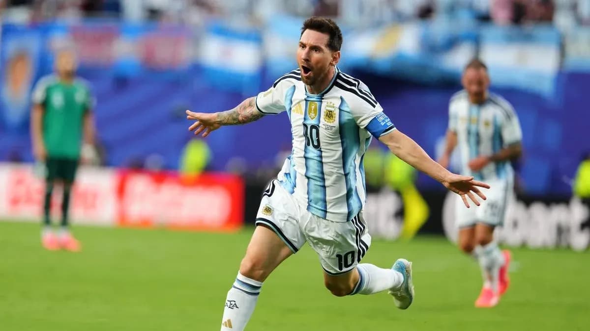 Lionel Messi celebrating a goal for Argentina