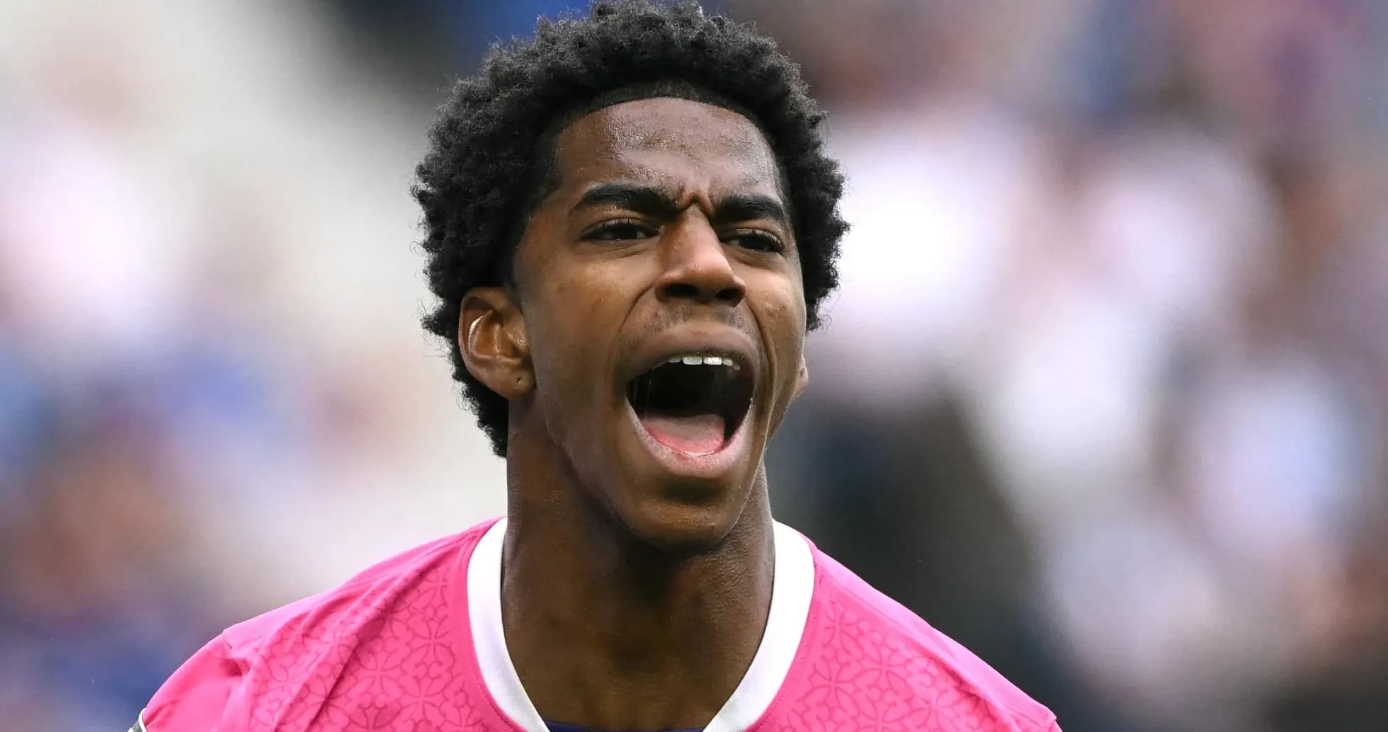 Goalkeeper shouting during a football match