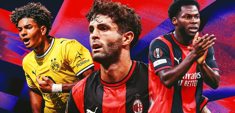 Three football players from different teams in action