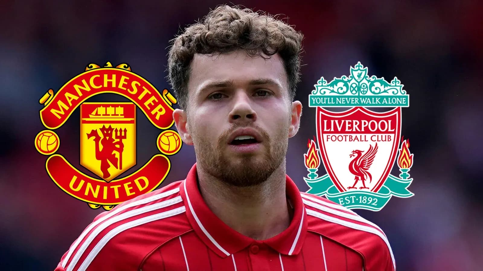 Futbolçu, Manchester United və Liverpool loqotipləri ilə