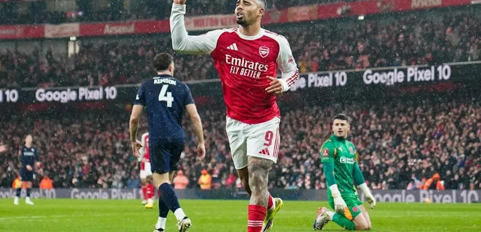 Arsenal player celebrating goal during match