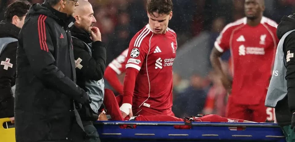 Player being carried off on stretcher during match