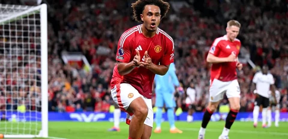 Manchester United player celebrating after scoring goal