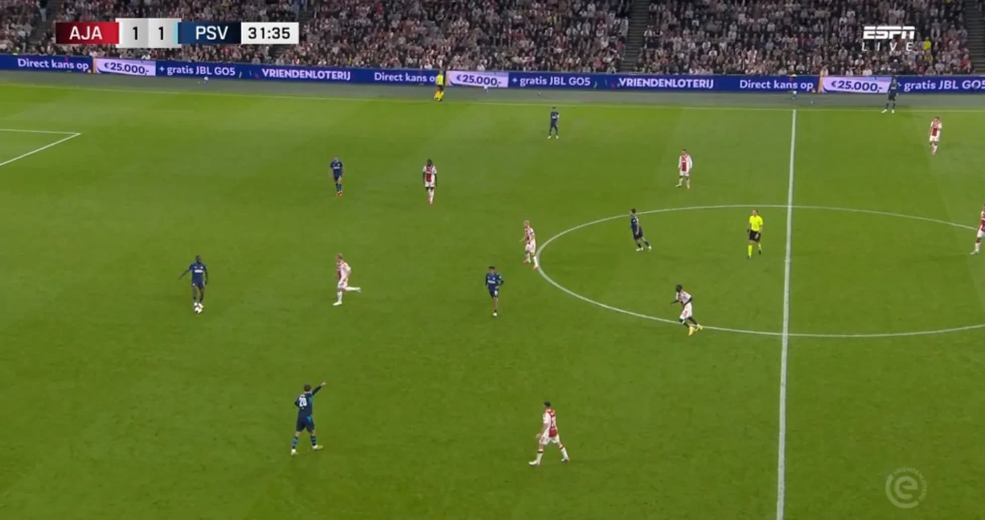 Ajax and PSV players in action during match