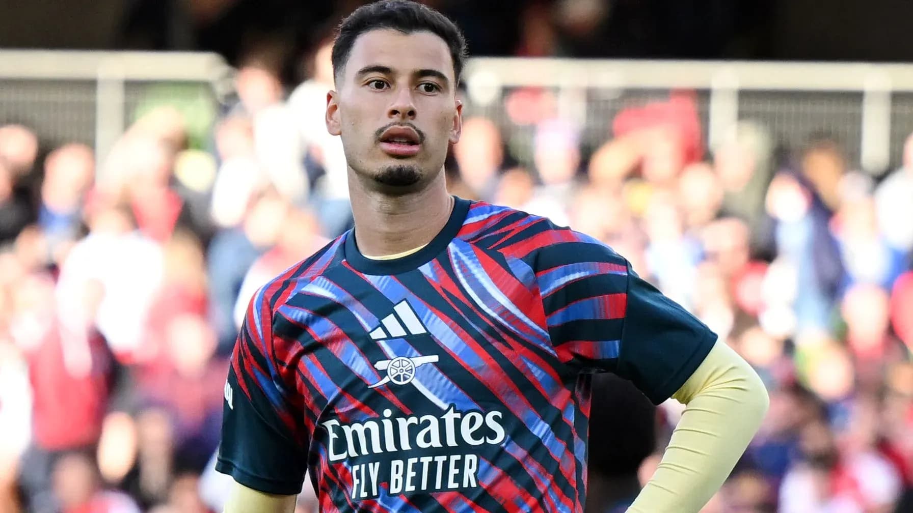 Goalkeeper in warm-up jersey during match