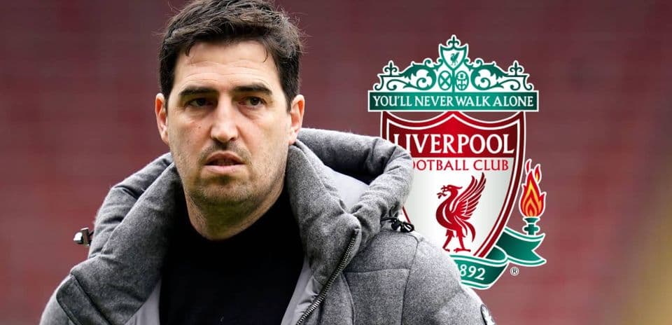 Men's football coach near Liverpool FC logo