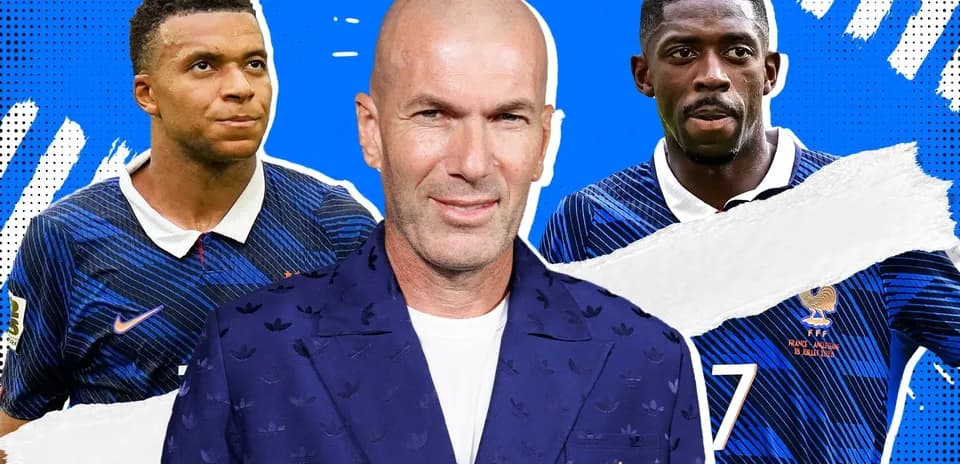 Kylian Mbappé, Zinedine Zidane, Ousmane Dembélé portrait
