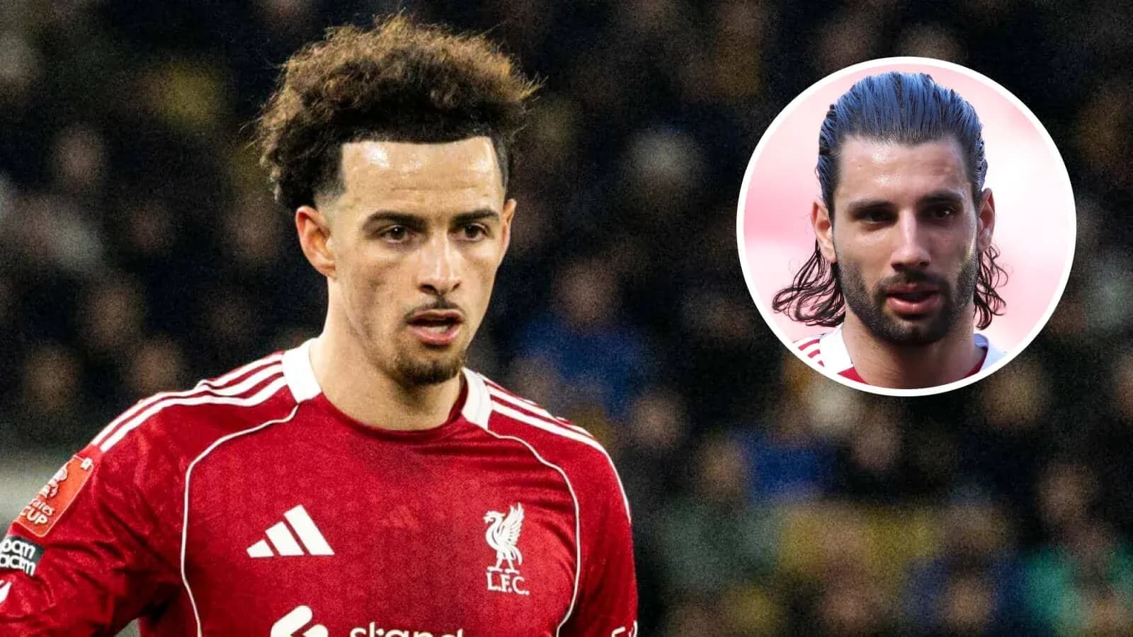 Liverpool player during match with inset of another player