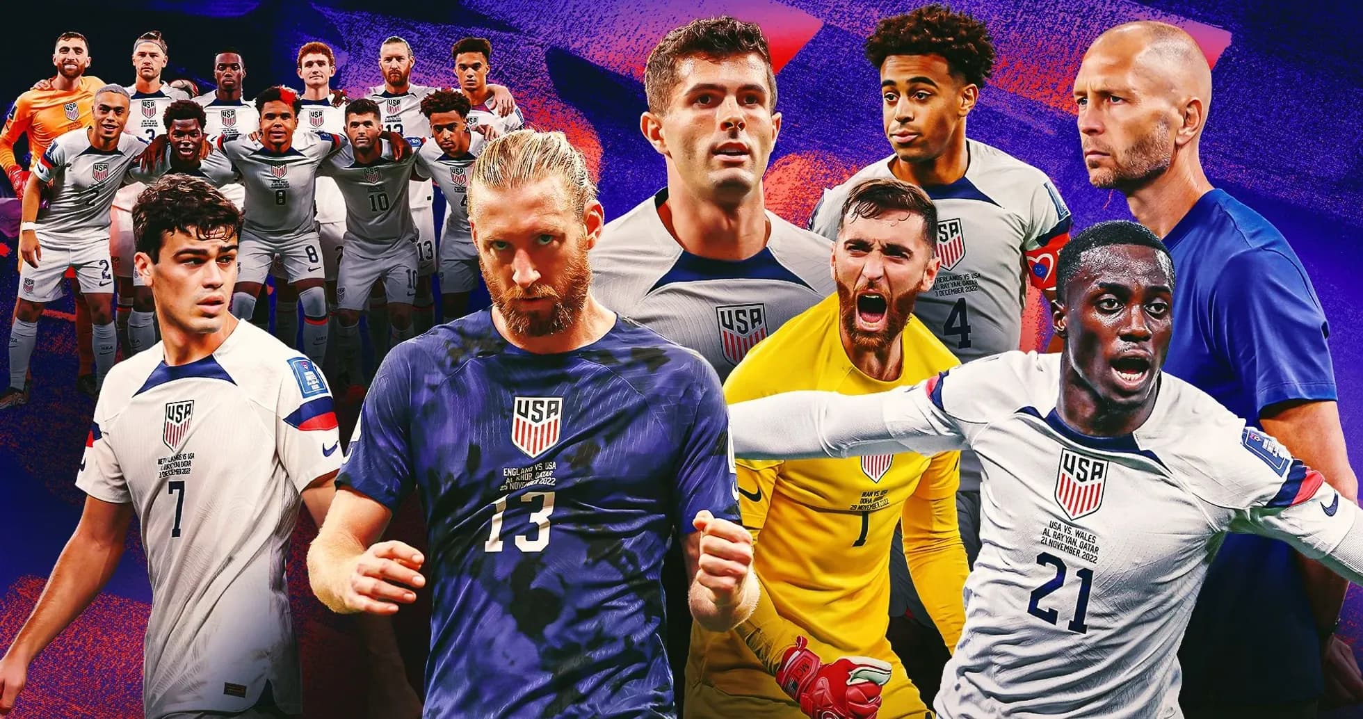 USA soccer team players in dynamic poses