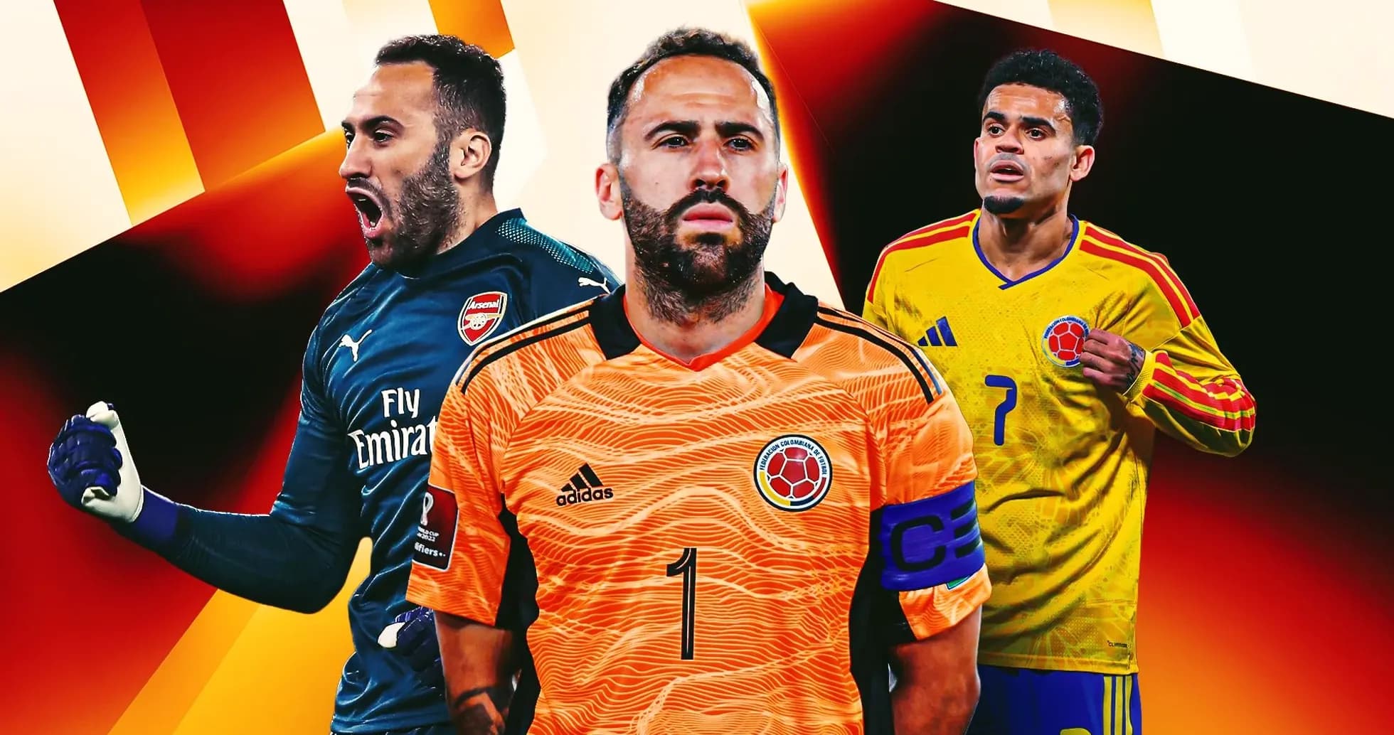 Colombian football players in team jerseys