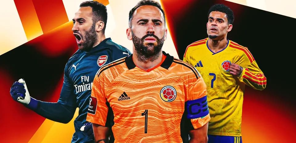Colombian football players in team jerseys