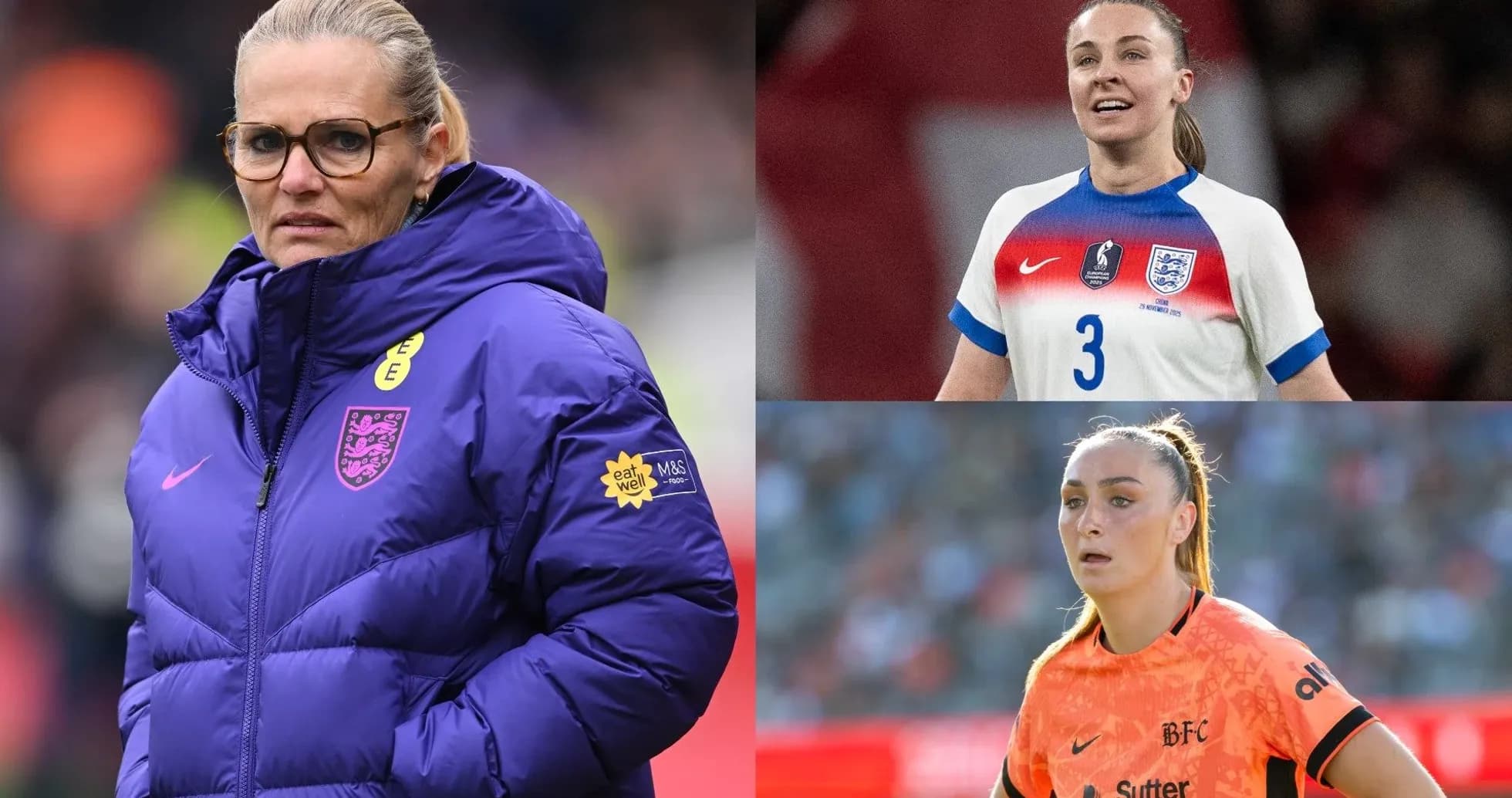 Three women in football attire during matches