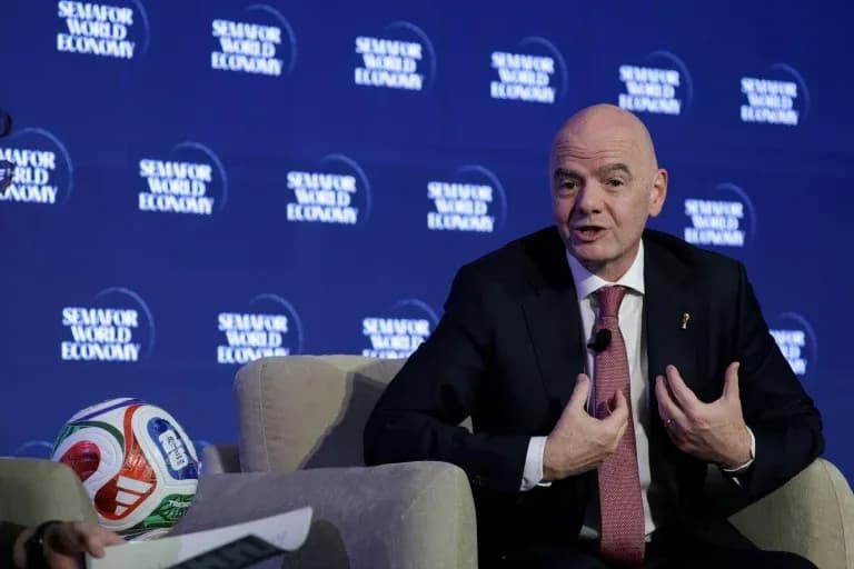 FIFA president speaking at seminar with football