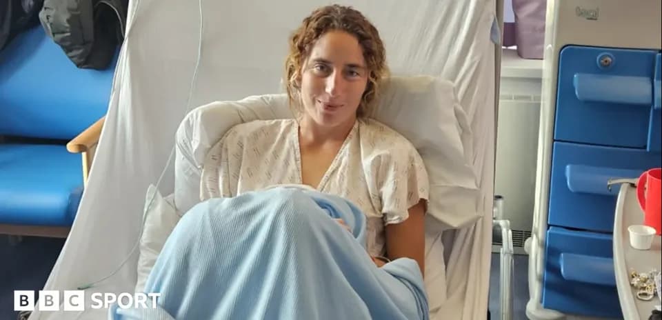 Athlete resting in hospital bed after treatment