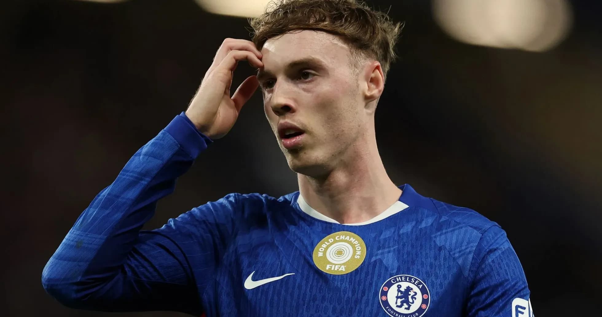 Chelsea player looking pensive during match