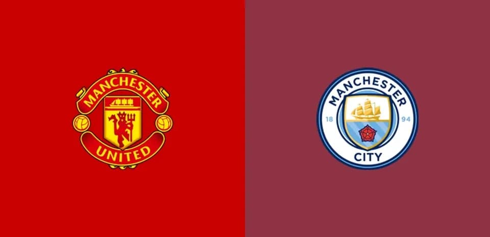 Manchester United and Manchester City logos side by side