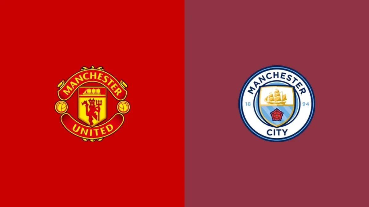 Manchester United and Manchester City logos side by side