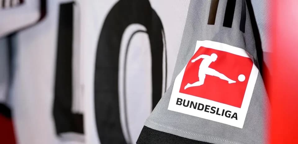 Bundesliga logo on gray sports jersey sleeve