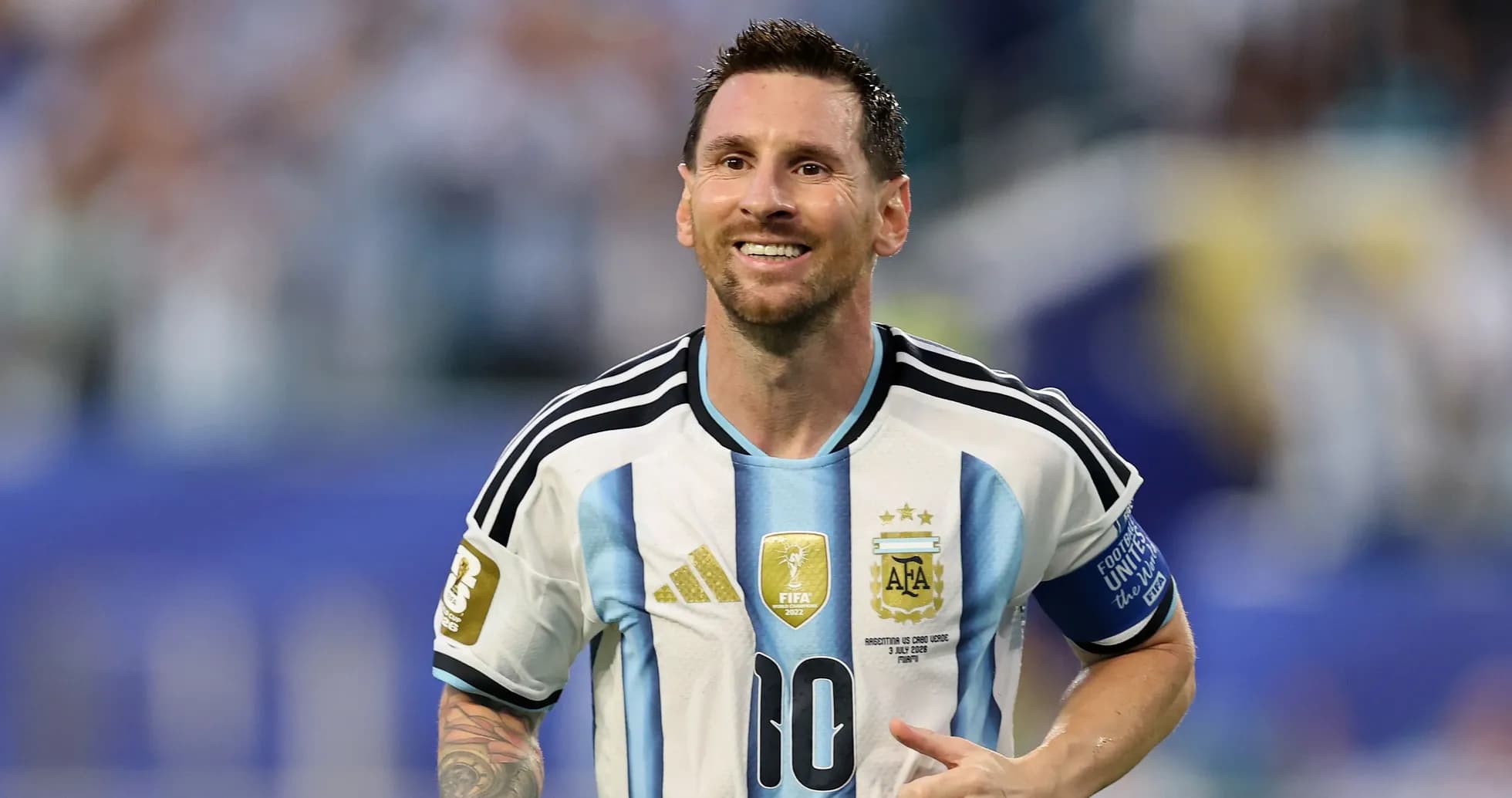 Messi celebrating during a match for Argentina