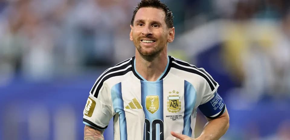 Messi celebrating during a match for Argentina