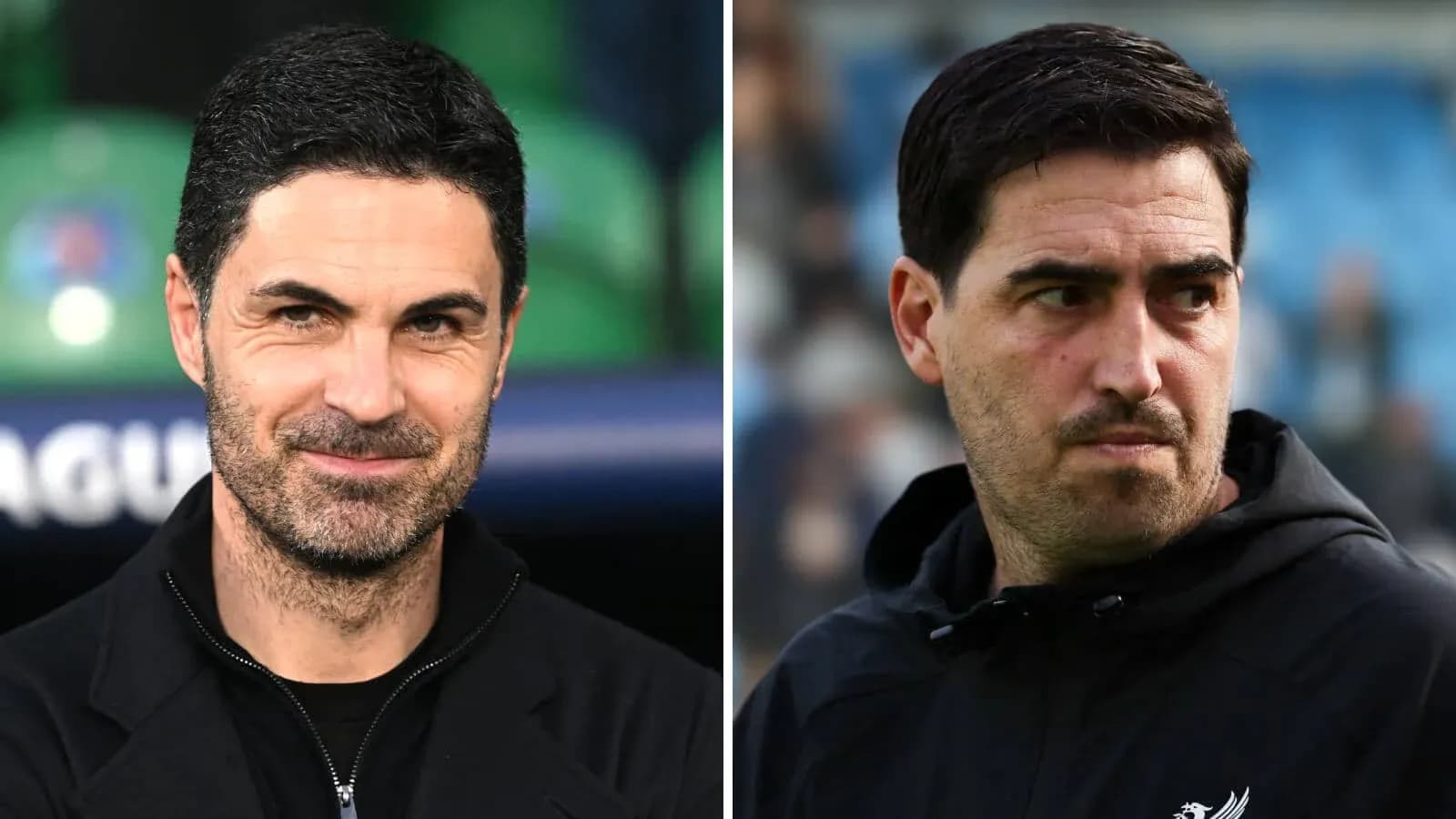 Two football managers in separate frames