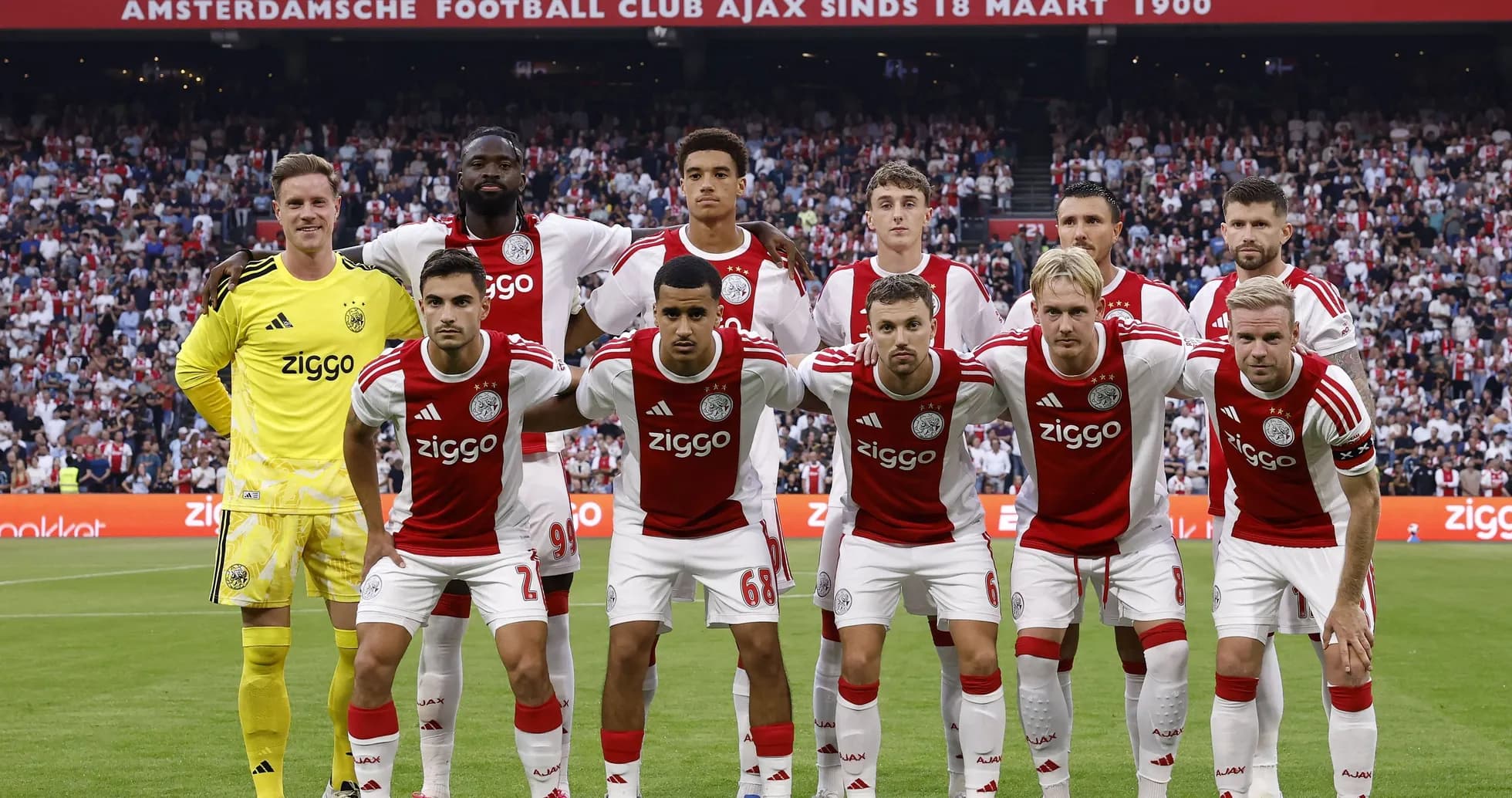 Ajax team lineup before match at stadium