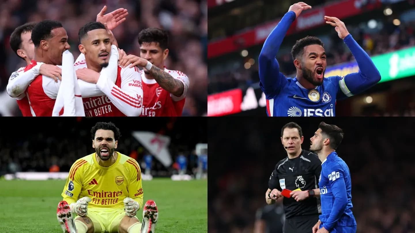 Arsenal və Chelsea oyunçuları mubarizə aparır