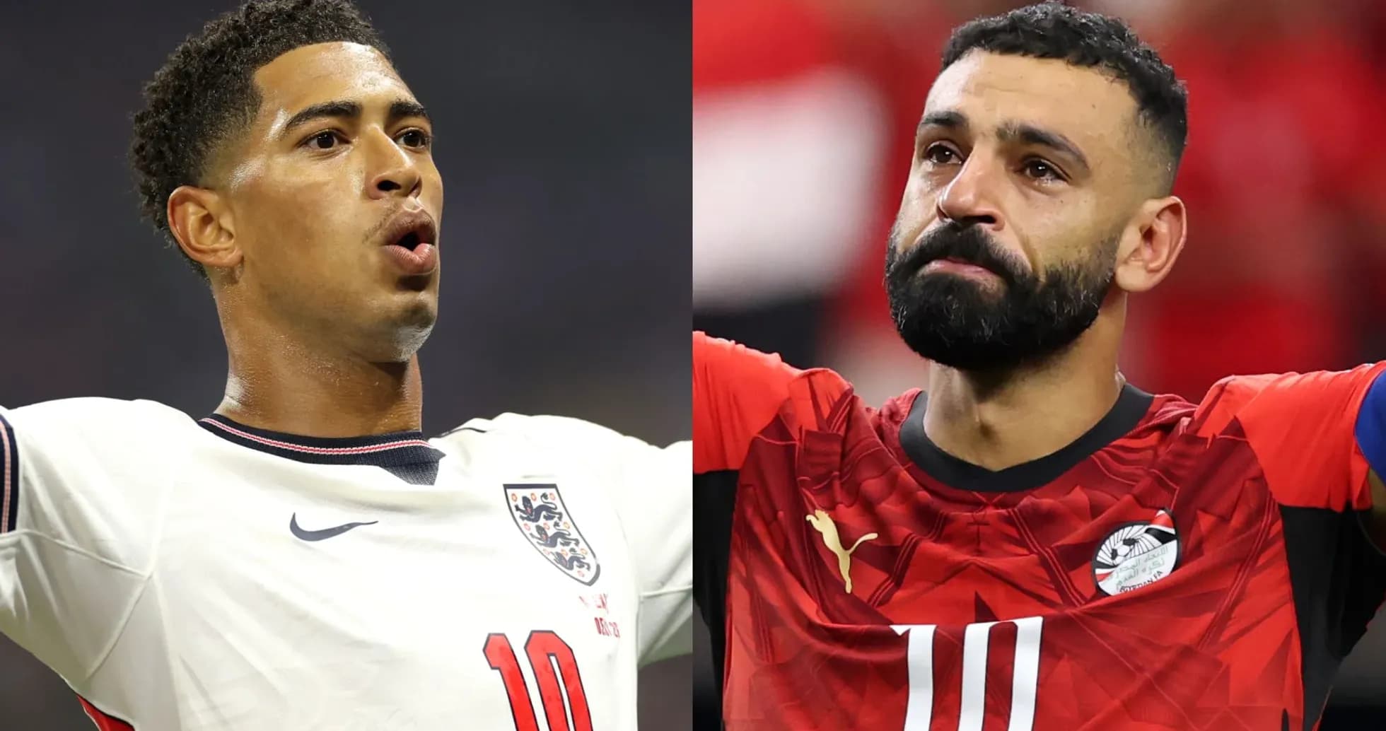Two football players celebrating and showing emotions