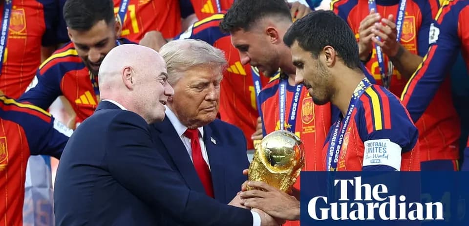 FIFA president and officials presenting World Cup trophy