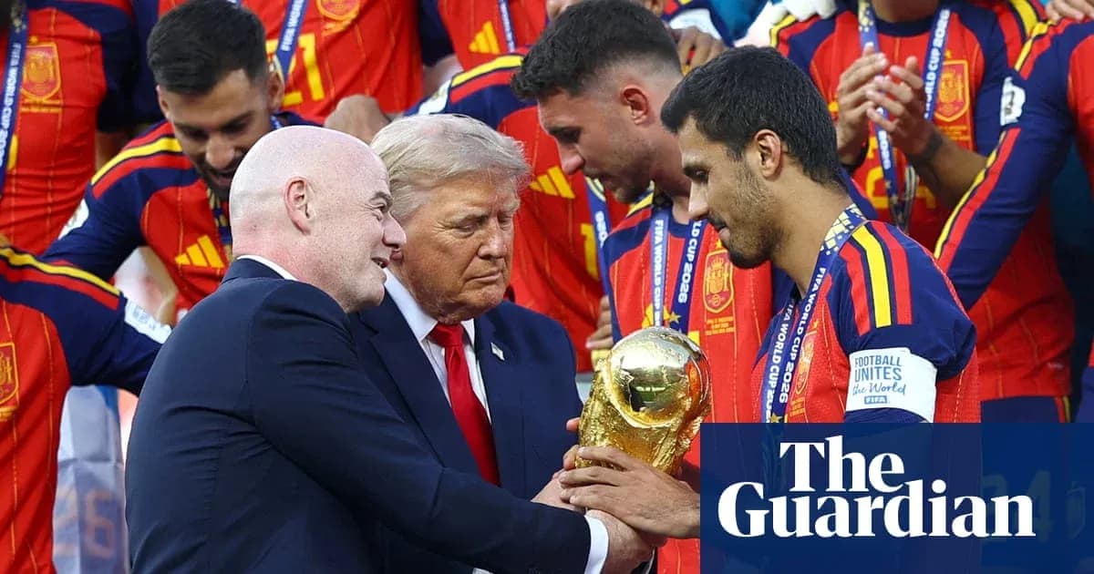 FIFA president and officials presenting World Cup trophy