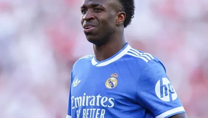 Vinicius Jr. wearing Real Madrid jersey on field