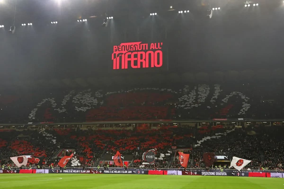 AC Milan fans displaying banners in stadium